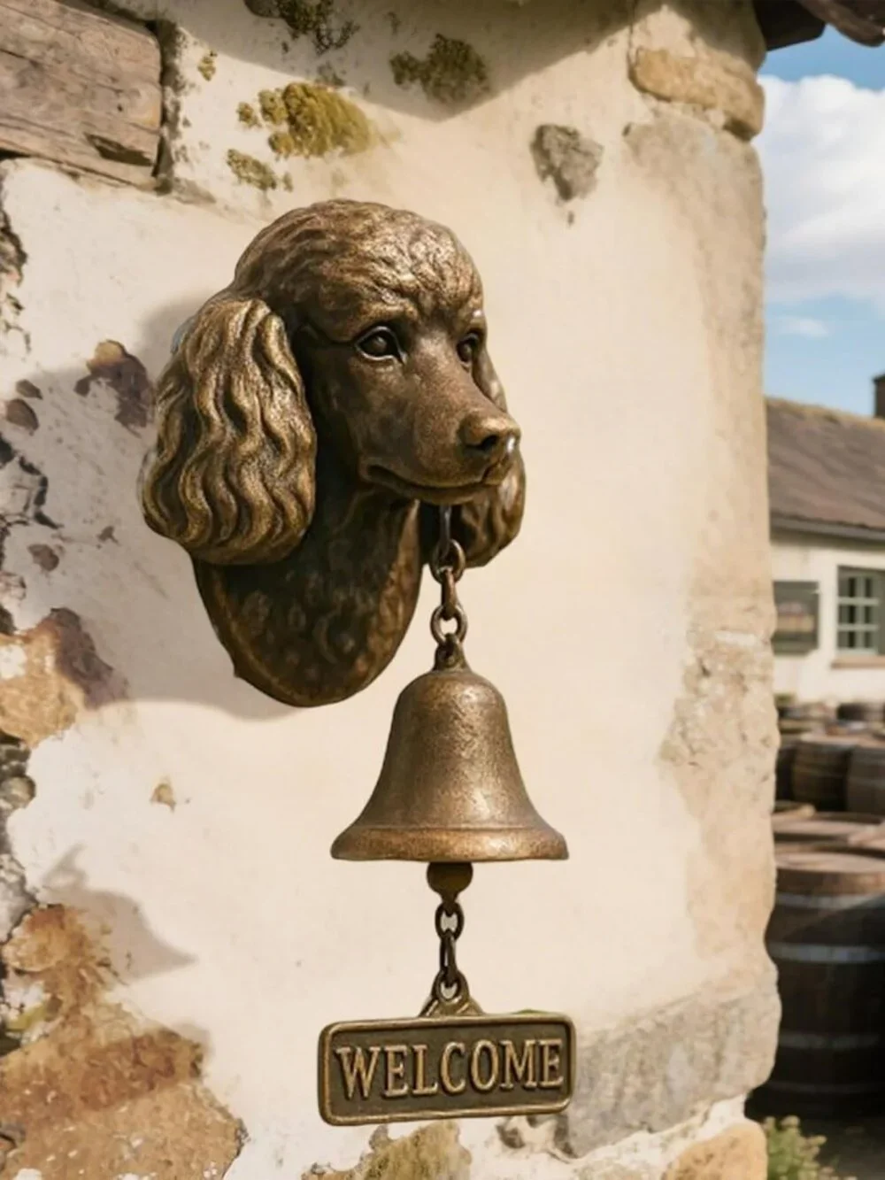 Poodle Welcome Doorbell Wall Mount Metal Bell‎ for Inside or Outside